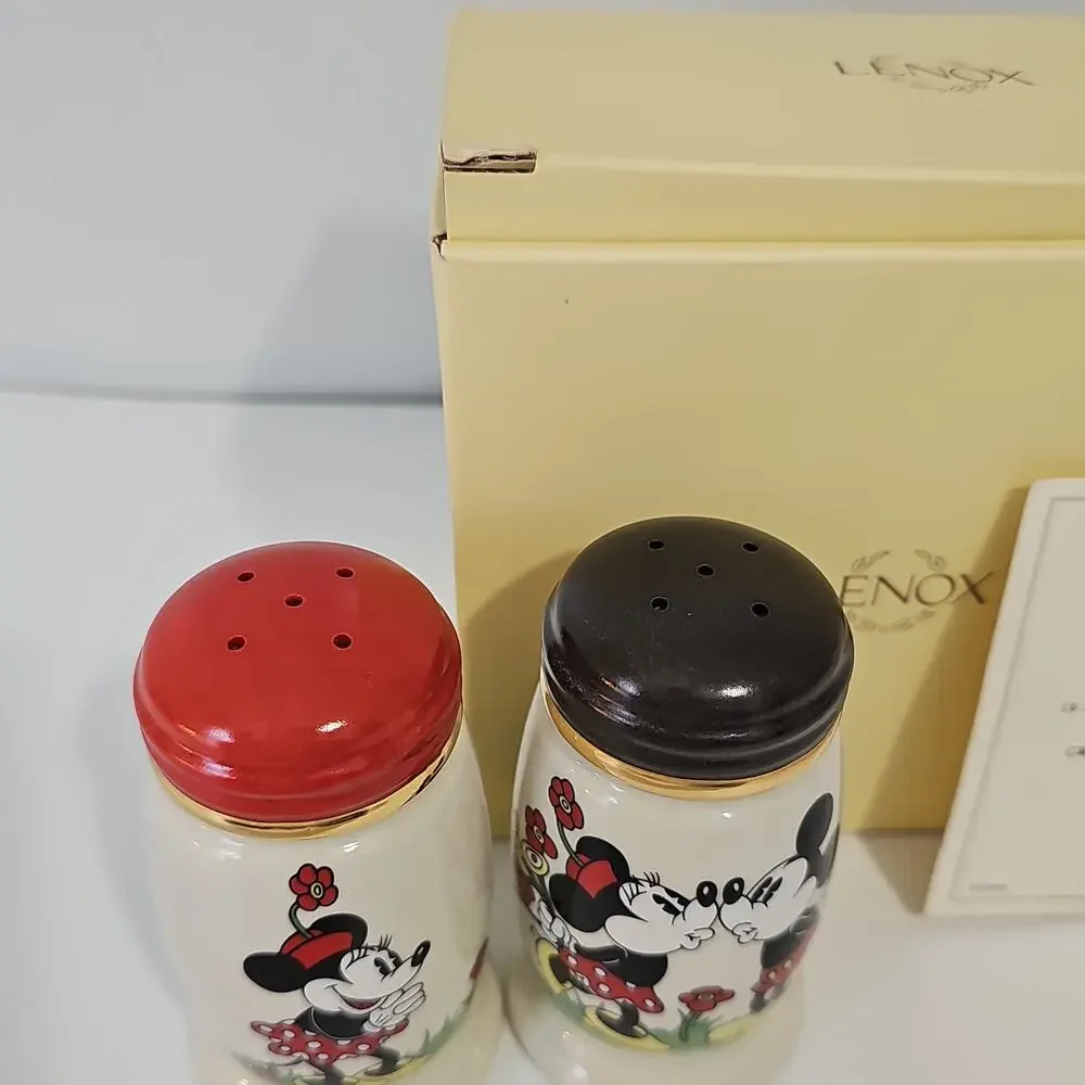 New Box Lenox Mickey Minnie Salt Pepper Shakers Love At First Sight COA Disney